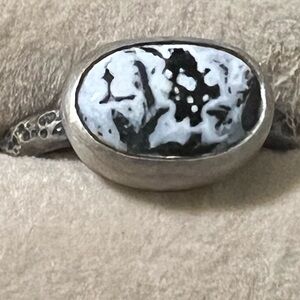 Sterling Silver Size 8 Black Buffalo Turquoise Ring